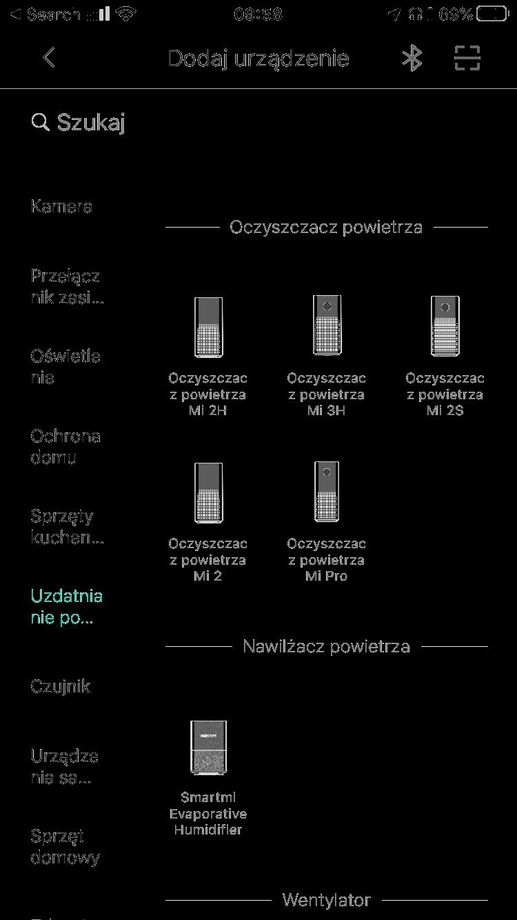 W następnym kroku należy wybrać kategorie, do której należy urządzenie.