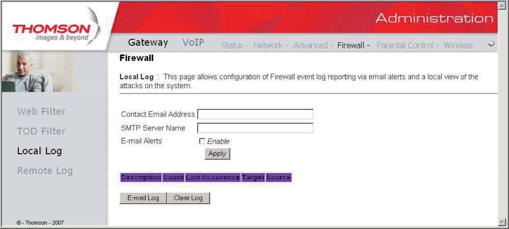 Gateway -> Firewall -> TOD Filter (Czasowe filtrowanie dostępu) Strona ta umożliwia utworzenie zestawu czasowych reguł blokowania komputerów znajdujących się w sieci lokalnej.