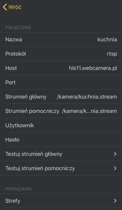 SATEL INTEGRA CONTROL (ios) 12 Rys. 10. Adres kamery wprowadzony jako nazwa domeny. Prezentowane ustawienia są przykładowe. 6.