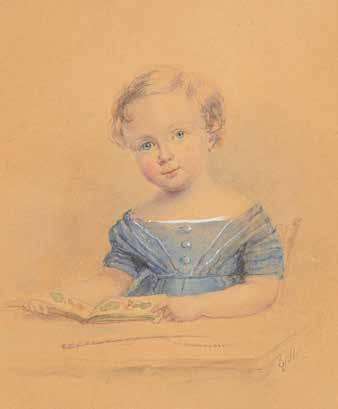Hughes sygnowana wzdłuż krawędzi blatu stołu czarną farbą: G Hughes na odwrocie kartka z napisem czarnym atramentem:...portrait on Card / painted by, / (circa 1828.