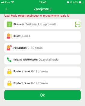 ANDROID ios REJESTRACJA W APLIKACJI 1. Należy uruchomić aplikację Garett Tracker. 2.