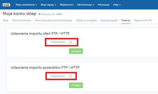 3.3.3. Dodawanie grupowe ofert oraz produktów za pomocą pliku XML lub CSV dzięki automatycznym importom FTP / HTTP 3.