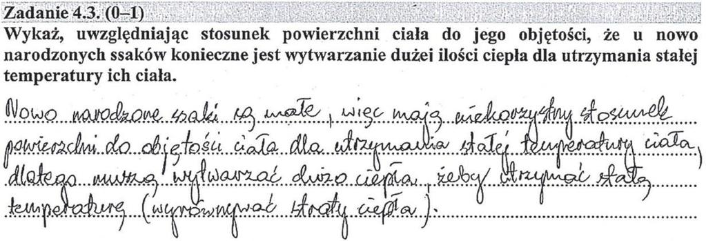 Przykład 6. Stosunkowo duża grupa zdających błędnie odnosiła się do wytwarzania energii w mitochondriach, a nie do przetwarzania jednej formy energii w inną. Przykład 7.