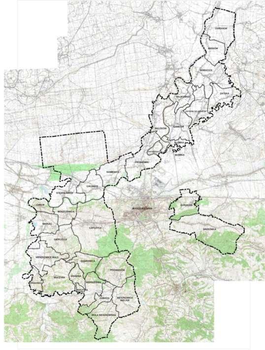 Podział gminy na sołectwa W skład gminy wchodzi 31 wsi: Baczków, Bessów, Bogucice, Brzeźnica, Buczyna, Chełm, Cerekiew, Cikowice, Damienice, Dąbrowica, Gawłów, Gierczyce, Gorzków, Grabina,