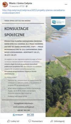 Rycina 21 Post informujący o konsultacjach społecznych