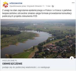 Rycina 22 Post informujący o konsultacjach społecznych