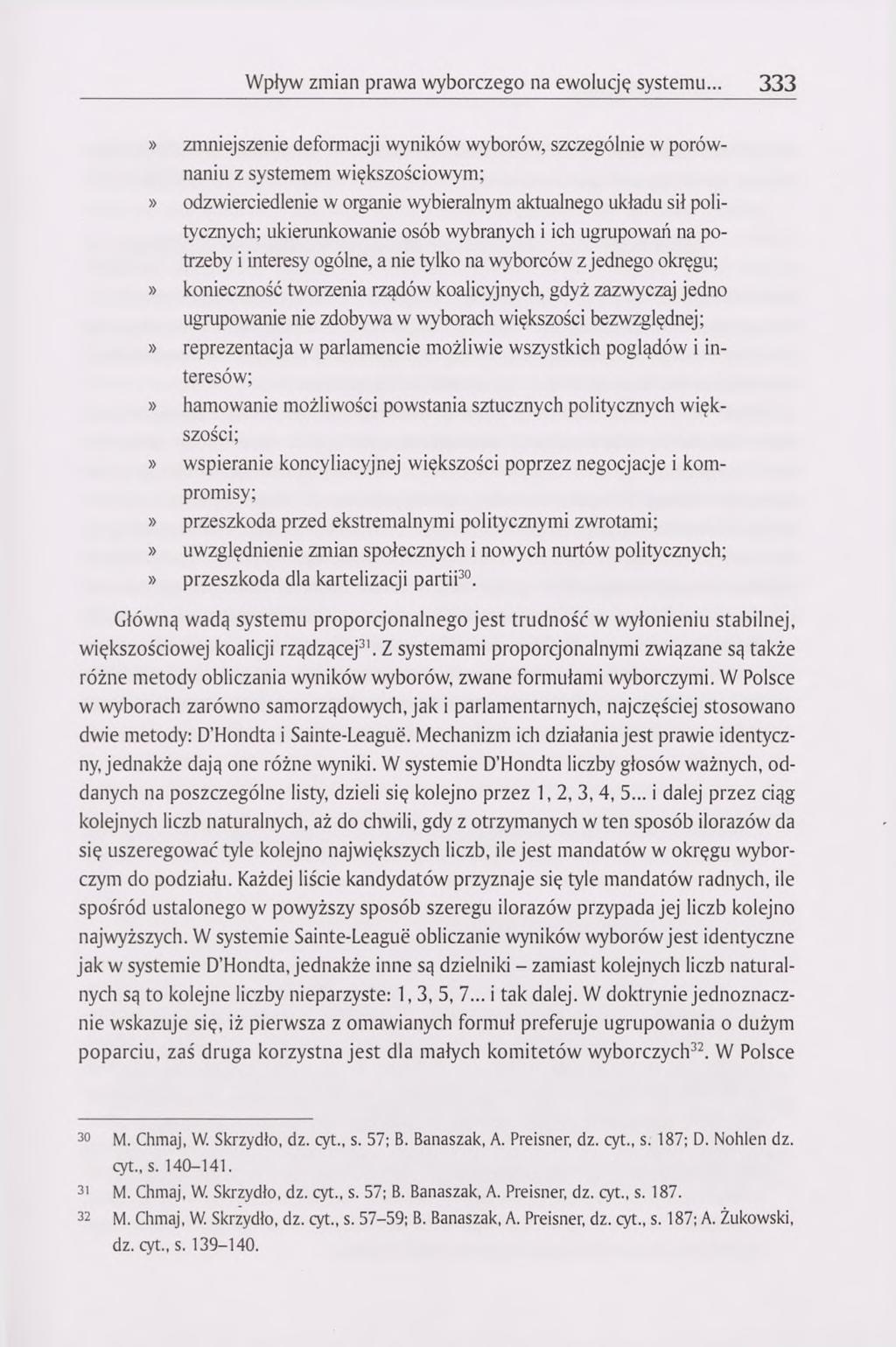Wpływ zmian prawa wyborczego na ewolucję systemu.