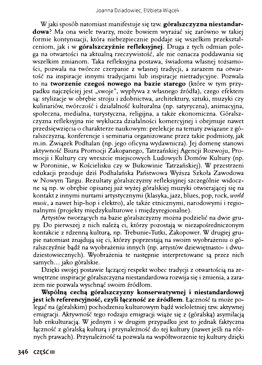 Joanna Dziadowiec, Elżbieta Wiącek Wjaki sposób natomiast manifestuje się tzw. góralszczyzna niestandardowa?