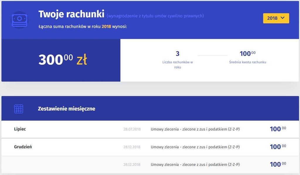3.3. Wynagrodzenie rachunki Sekcja jest dostępna dla pracowników, którzy otrzymują wynagrodzenie z tytułu umów cywilno-prawnych.