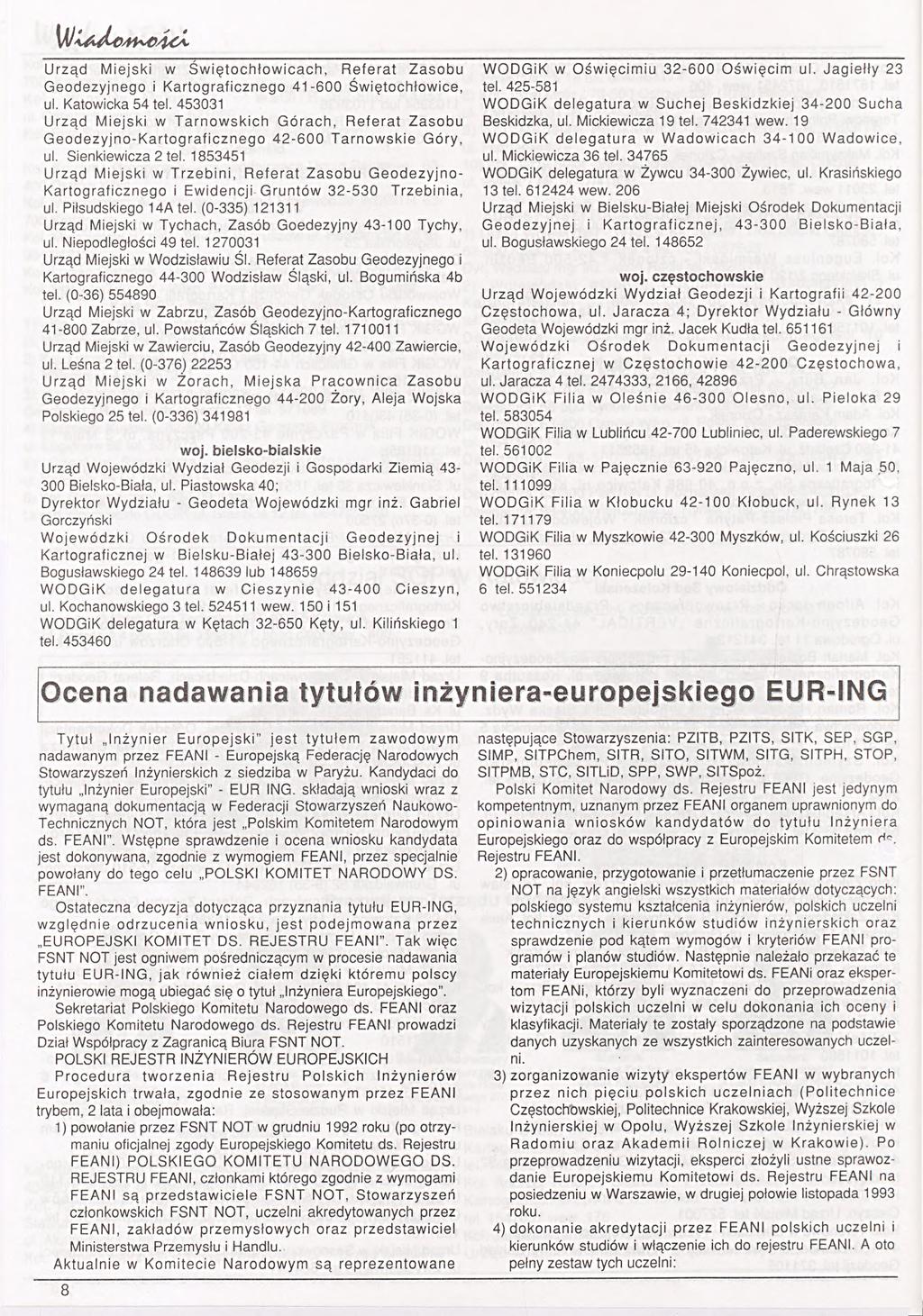 V lxa ^io4i^c /ici Urząd M iejski w Ś w ię to ch ło w icach, R eferat Zasobu Geodezyjnego i Kartograficznego 41-600 Świętochłowice, ul. Katowicka 54 tel.