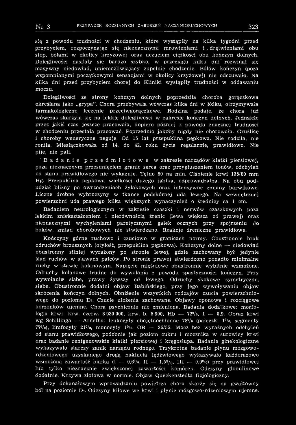 Dolegliwości nasilały się bardzo szybko, w przeciągu kilku dni' rozwinął się masywny niedowład, uniemożliwiający zupełnie chodzenie.