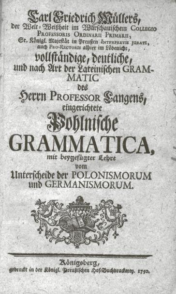 Deutsch-Polnische Grammatik von Johann Christian Krumbholz (Ausgabe von 1790).