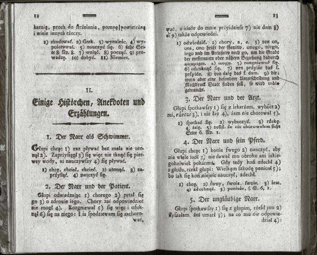 Abb. 4: Polnisches Lesebuch, Lexikon und Sprachlehre für die ersten Anfänger mit grammatisch erläuternden Anmerkungen [ ].