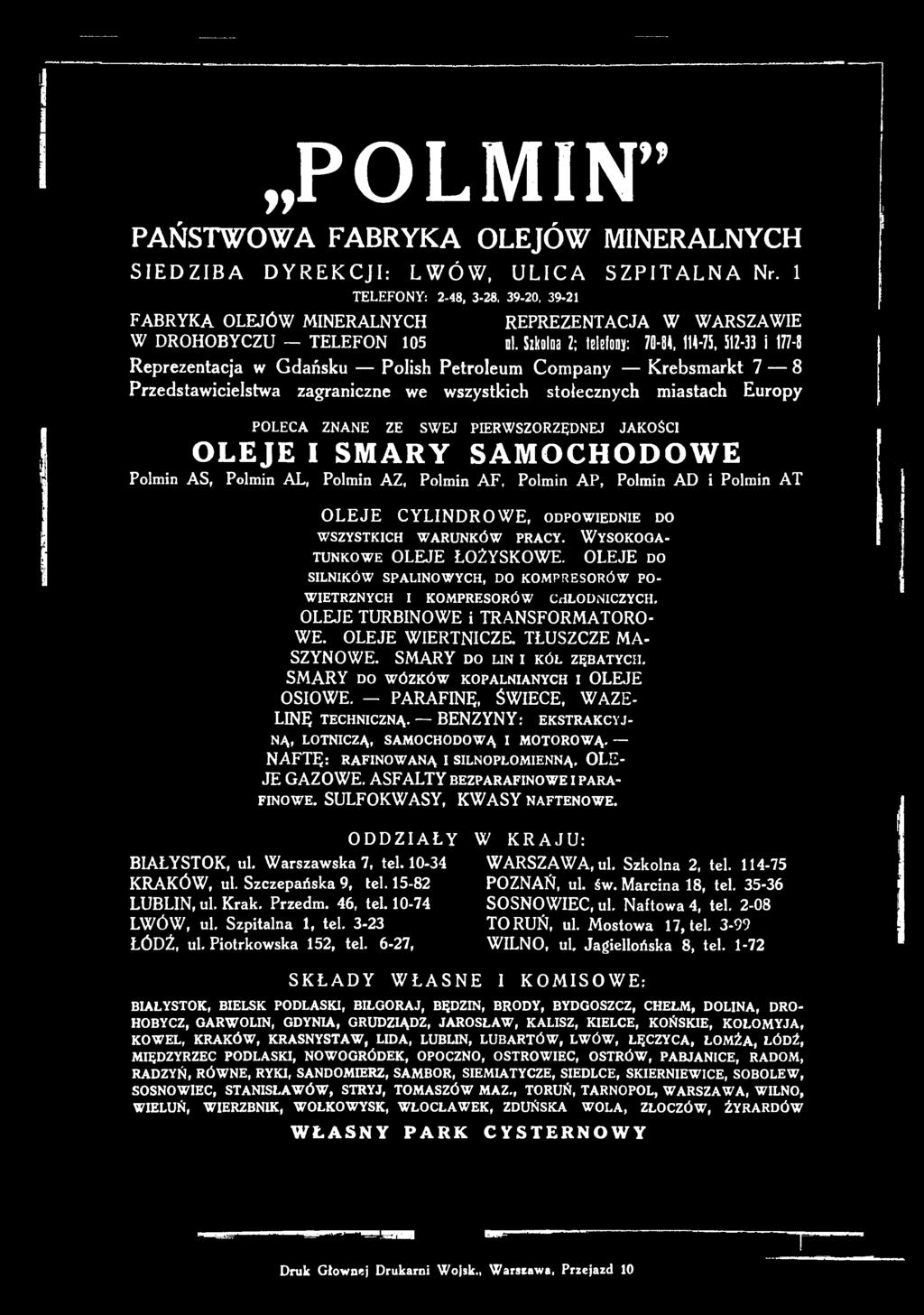 WYSOKOGA TUNKOWE O L E JE Ł O Ż Y S K O W E. O L E JE d o SILNIKÓW SPALINOWYCH, DO KOMPRESORÓW PO WIETRZNYCH I KOMPRESORÓW CHŁODNICZYCH. O L E JE T U R B IN O W E i T R A N S F O R M A T O R O W E.