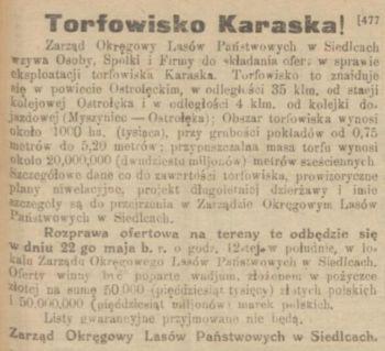 (Źródło: Rynek Drzewny i Przegląd Leśniczy, 1923, nr 23.) Już po wojnie, do czerwca 1953 r.