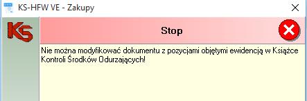 kolumnie Przychód skorygowana ilość towaru zapisywana jest w postaci liczby ujemnej): Automatyczne zarejestrowanie przychodu w książce kontroli skutkuje automatyczną blokadą modyfikowania / usunięcia