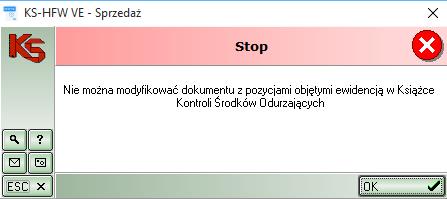 Przy próbie otworzenia zamkniętego dokumentu rozchodu wyświetlany jest komunikat. 2.4.