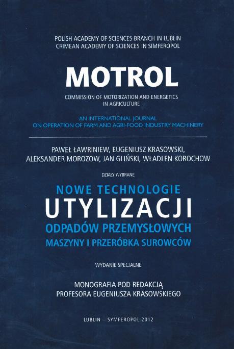 102 Piotr Gliński Nowe technologie Ukazało się wydanie specjalne MOTROL-u obejmujące mongraficzne ujęcie utylizacji różnorodnych odpadów z przemysłu chemicznego, metalurgicznego, budowlanego i