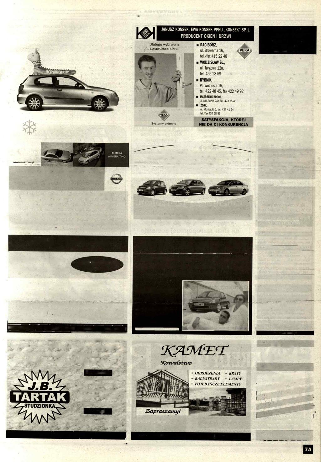 OGŁOSZENIA WAKACJE W SOLARZE Samochody używane Auto-Pielczyk Wodzisław-Kokoszyce tel. 32/453 00 13,456 23 61 kom. 0602 246 838 KLIMATYZACJA W STANDARDZIE A co to jest Solar?