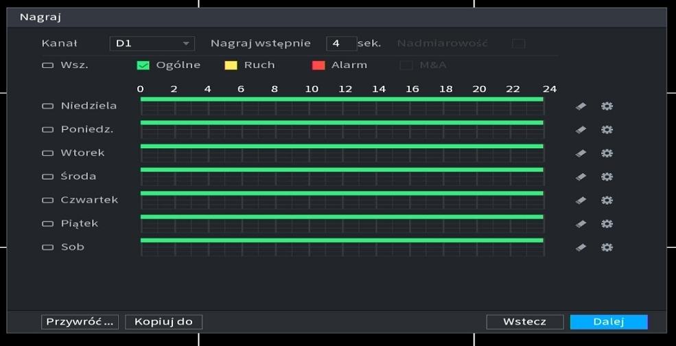aplikacją w telefonie lub programem na komputer 6) Harmonogram nagrywania - konfiguracja