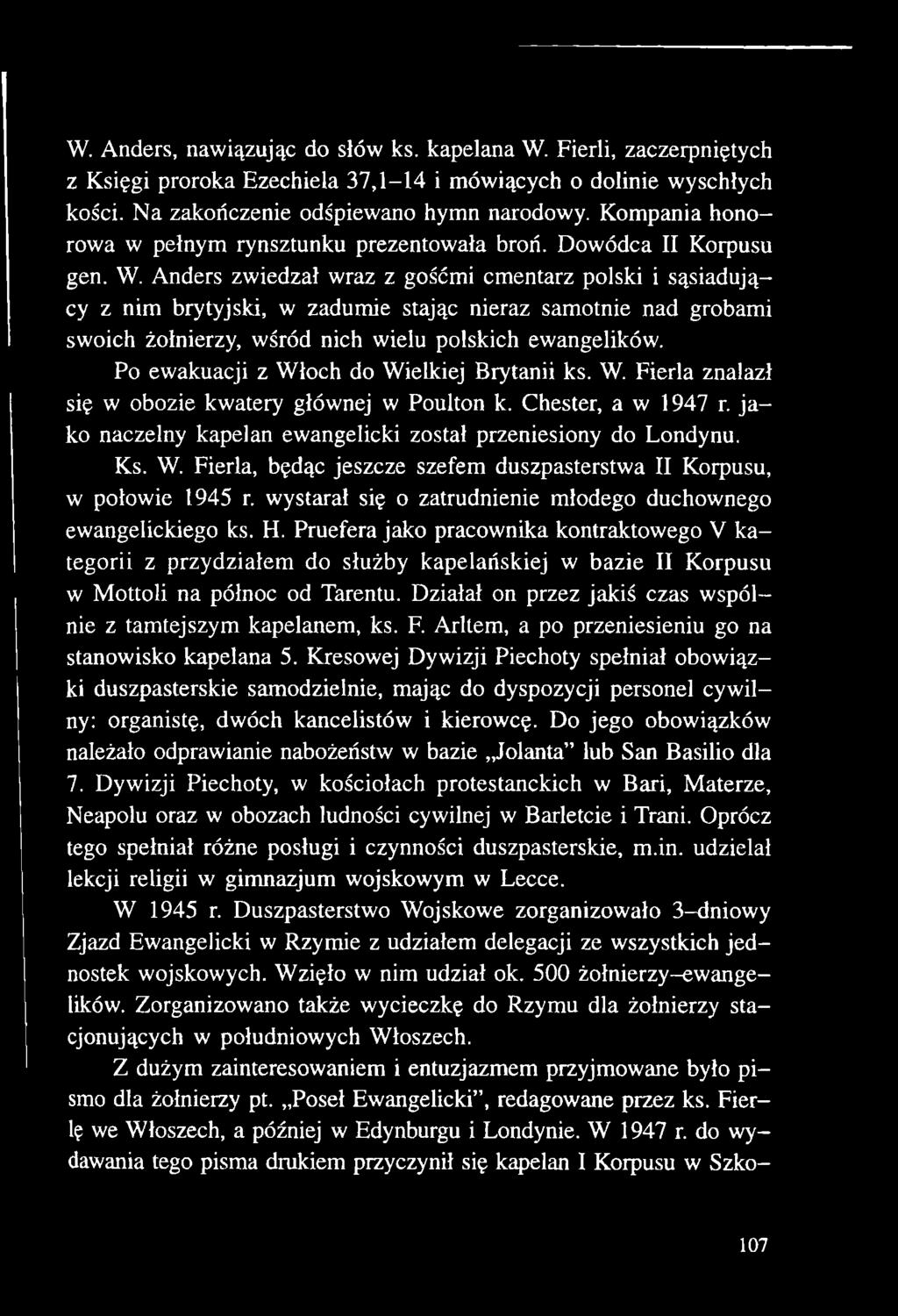 wystarał się o zatrudnienie młodego duchownego ewangelickiego ks. H.