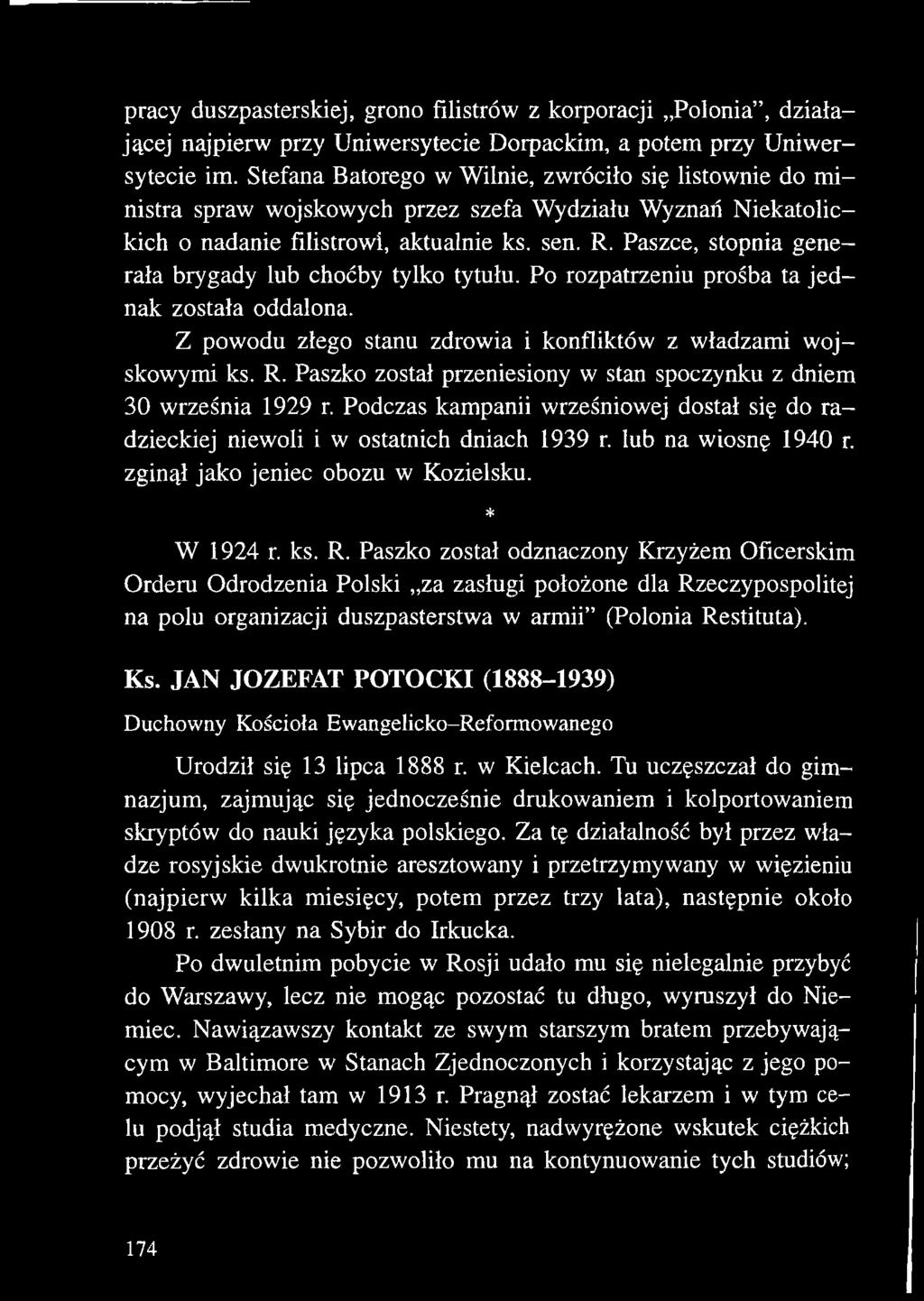 zginął jako jeniec obozu w Kozielsku. * W 1924 r. ks. R.