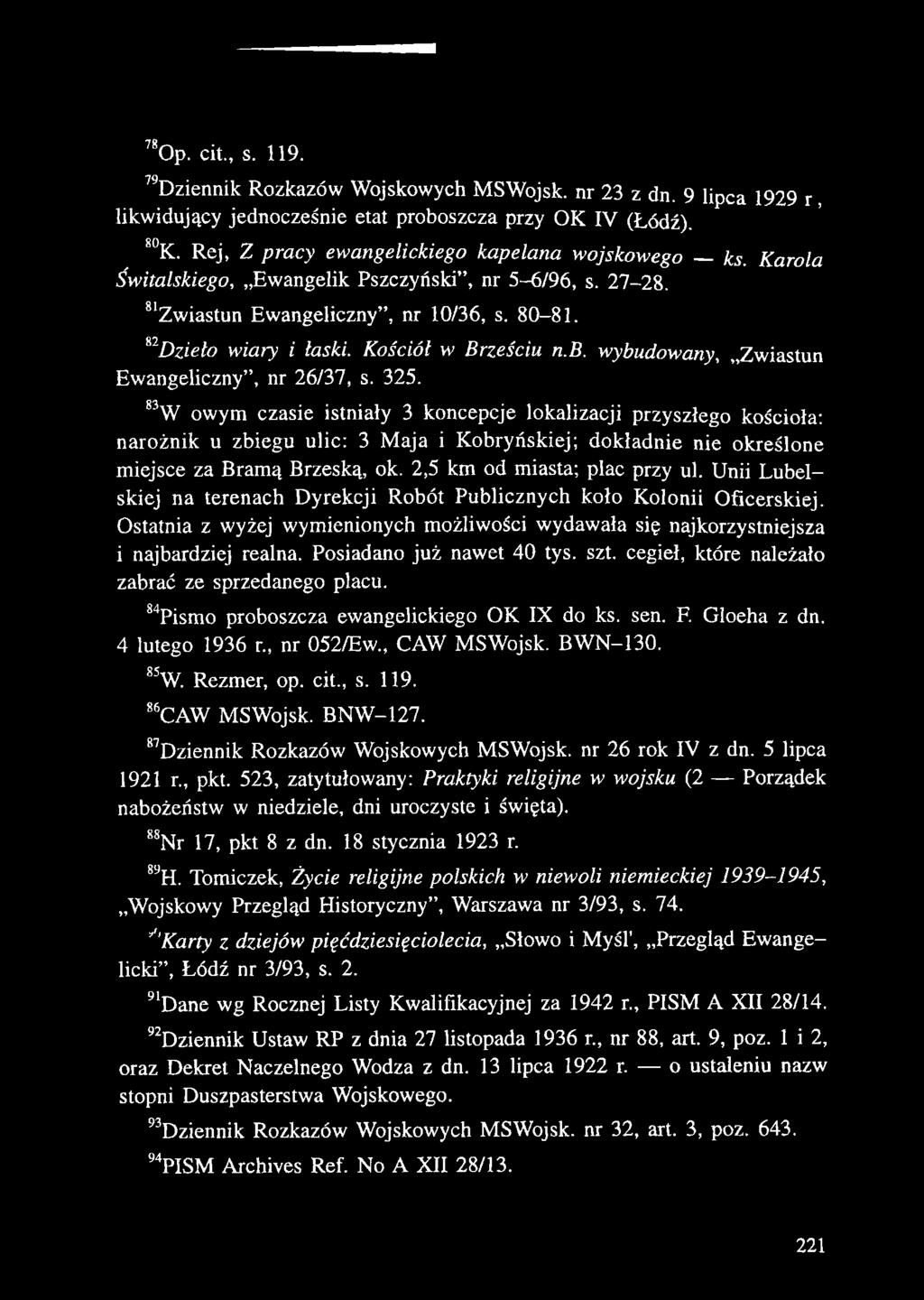 Kościół w Brześciu n.b. wybudowany, Zwiastun Ewangeliczny, nr 26/37, s. 325.