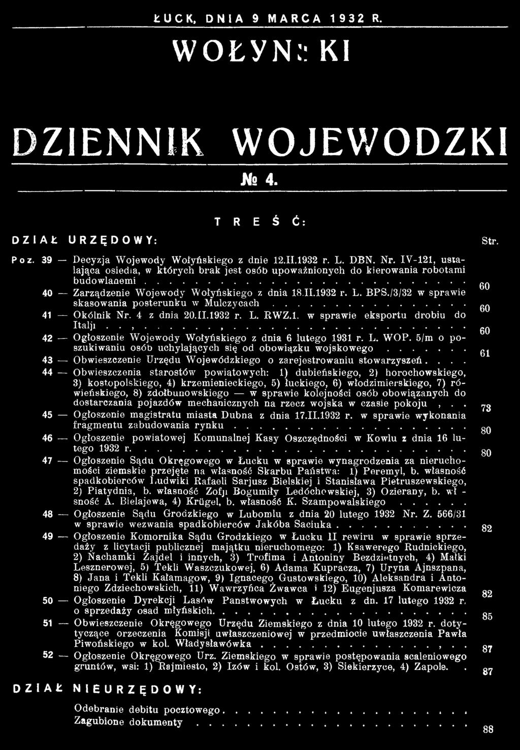 ..g^ 43 Obwieszczenie Urzędu Wojewódzkiego o zarejestrowaniu stowarzyszeń.