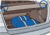 W celu podniesienia podłogi bagażnika poluzować obie śruby blokujące na tylnej krawędzi podłogi bagażnika w kierunku przeciwnym do ruchu wskazówek zegara. Zbiorniki gazu pod podłogą bagażnika 2.