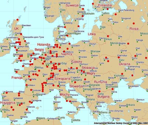 Elektrownie jądrowe w Europie Źródło: http://nuclear.