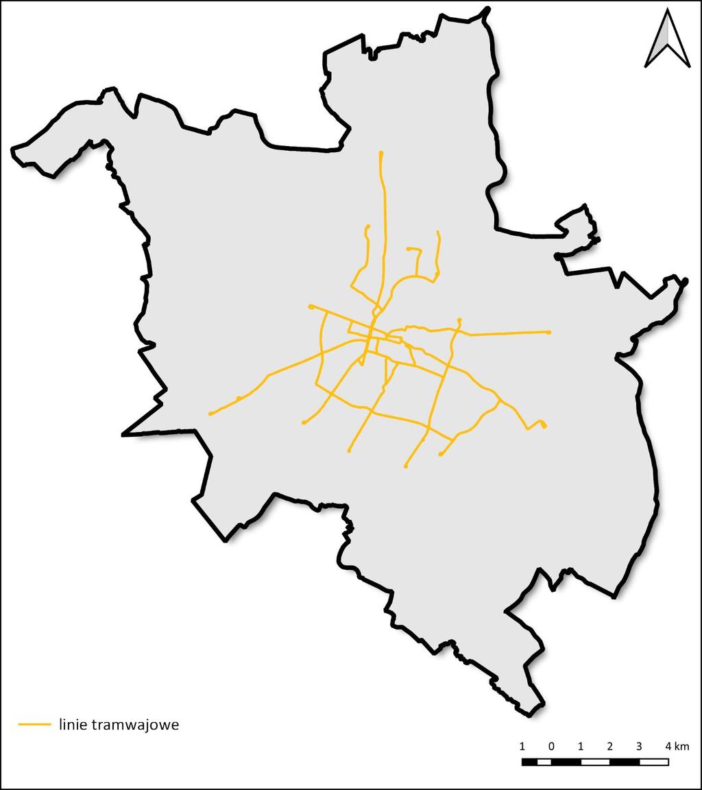 Rys. 4 Lokalizacja linii tramwajowych na terenie miasta Poznania 3.