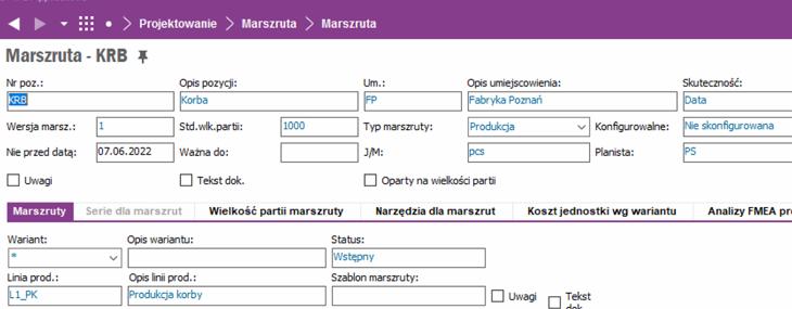 wprowadzone jednostki pracochłonności mają postać [Jedn/godz] Marszruty, których status nie został zmieniony ze Wstępnego na Wykonawczy, nie zostaną uwzględnione przez system podczas