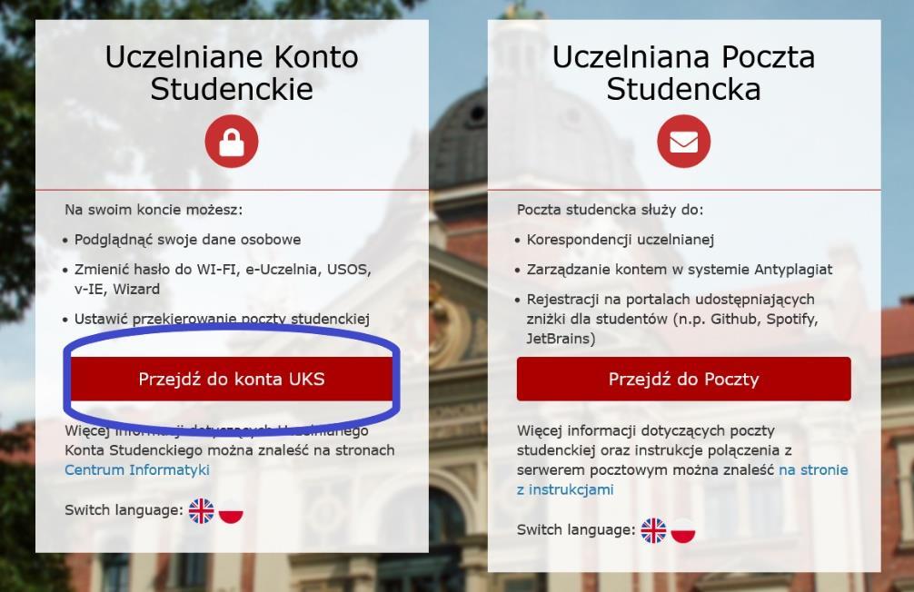 - w pasku adresu przeglądarki internetowej należy wpisać adres: https://studenci.uek.krakow.