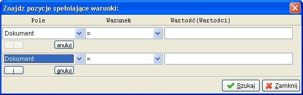 Streamsoft Szukanie różni się od filtrowania sposobem prezentacji wybranych danych. W wyniku szukania widzimy wszystkie pozycje, ale kursor znajduje się na pozycji spełniającej podane warunki.