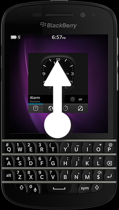 Zacznij pracę Czym różni się urządzenie BlackBerry 10? Jak powrócić do ekranu głównego? W wielu aplikacjach można dotknąć opcji Wstecz, aby wrócić do poprzedniego ekranu.