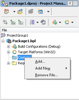 Pakiety co spowoduje wyświetlenie w oknie Project Manager (z prawej striny ekranu) struktury hierarchicznej pakietu (Package1 jest domyślną nazwą pakietu), Pw celu dodania modułu w klauzuli contains