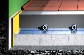 5. System ogrzewania podłogowego Wavin Standardowa konstrukcja grzejnika podłogowego Przekrój podłogi z mocowaniem rur do siatki montażowej Ściana Tynk Wykończeniowa warstwa podłogi Ściana Tynk