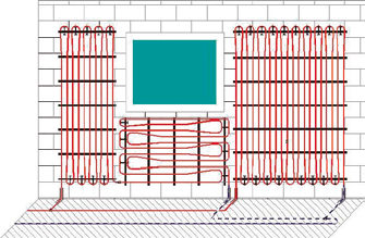 7. System ogrzewania ściennego i sufitowego WW-10 7.2. Opis konstrukcji Poniżej przedstawiono przekrój przegrody (ściana, sufit) z zastosowaniem systemu WW-10. 2 1 75 25 12,0 5 4 3 6 7 8 1. ściana 2.