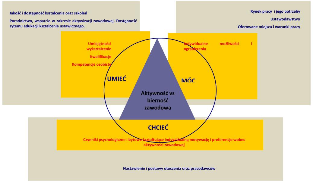 Schemat 1 Interaktywny model uwarunkowań psychospołecznych aktywności zawodowej osób niepełnosprawnych opracowany przez Z. Woźniaka Źródło: Brzezińska A., Woźniak Z., Maj K. (red.