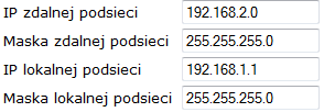 przykładu: w przykładzie Zdalna podsieć: 192.168.2.0, Maska podsieci zdalnej: 255.255.255.0 Uwaga!