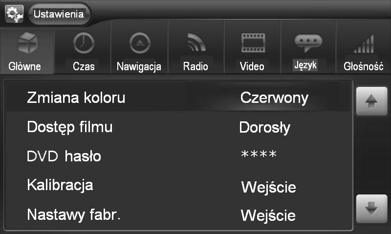 Zmiana progu czułości tunera FM/AM dla funkcji SEEK ( platforma EXCELLENCE ) Naciśnij ikonę ustawienia, wejdź do menu Ustawienia (rys 8), kolejno z odstępem 1sek naciśnij ikony: Głównie Radio