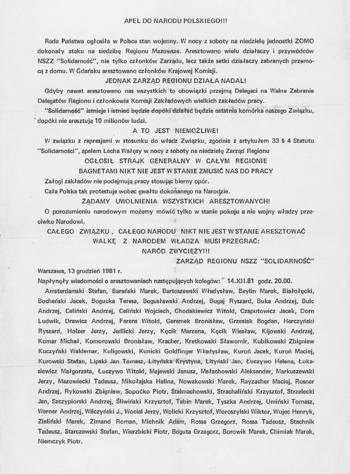 KARTY 14) Apel Zarzàdu Regionu NSZZ SolidarnoÊç