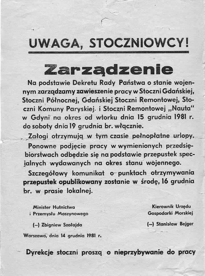 KARTY 19) Zarzàdzenie z 14 grudnia 1981 r.