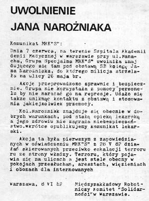67c) Ulotka informujàca o dzia alnoêci Komitetu Oporu Spo ecznego, kolportowana w podziemiu. Zbiory prywatne.
