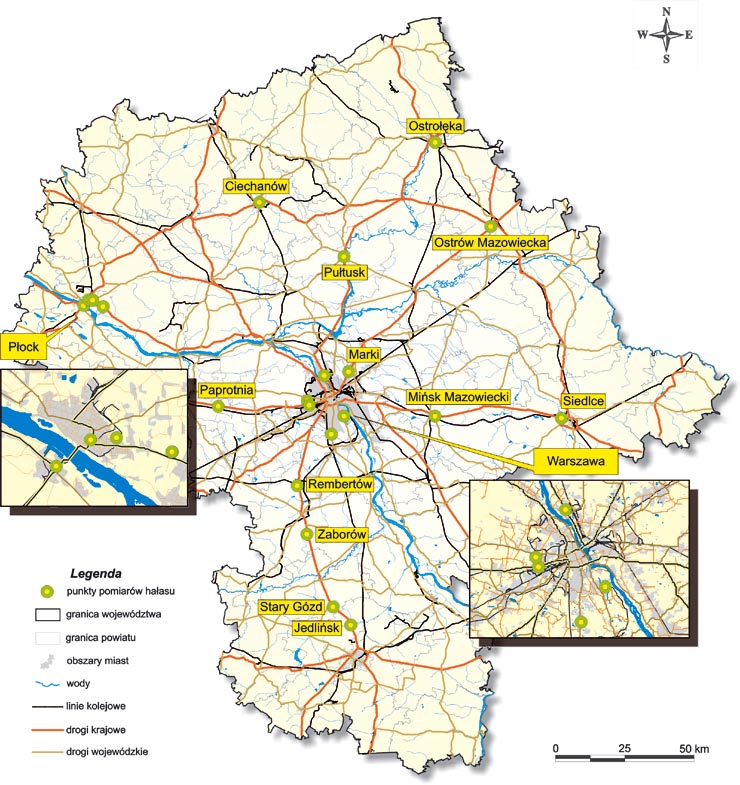 Wojewódzki Inspektorat Ochrony Środowiska - Raport 2006 Podsystem monitoringu hałasu obejmuje zarówno emisję hałasu jak i ocenę klimatu akustycznego.