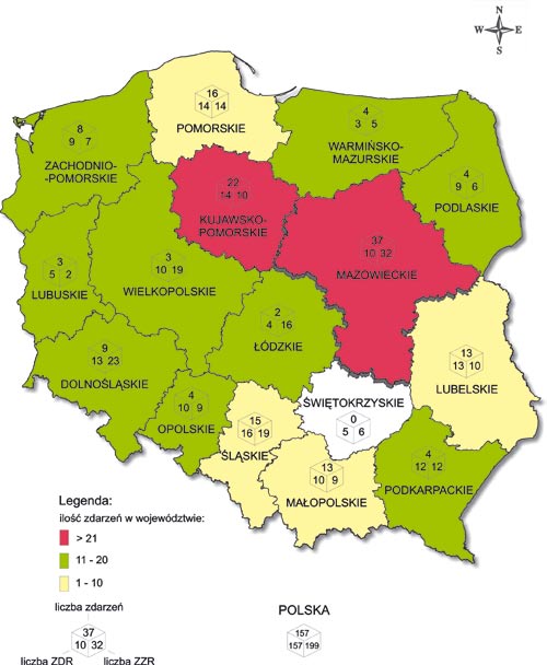 GLEBY w tym 10 zakładów zakwalifikowanych do grupy o dużym ryzyku (ZDR) i 32 zakłady zakwalifikowane do grupy zwiększonego ryzyka (ZZR).