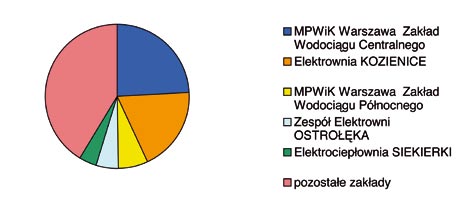 wytwarzających powyżej 1 tys. Mg odpadów na rok. W 2006 roku w województwie mazowieckim powstały przede wszystkim odpady z grupy: 19 (40%) i 10 (37,2%). Wykres 60.