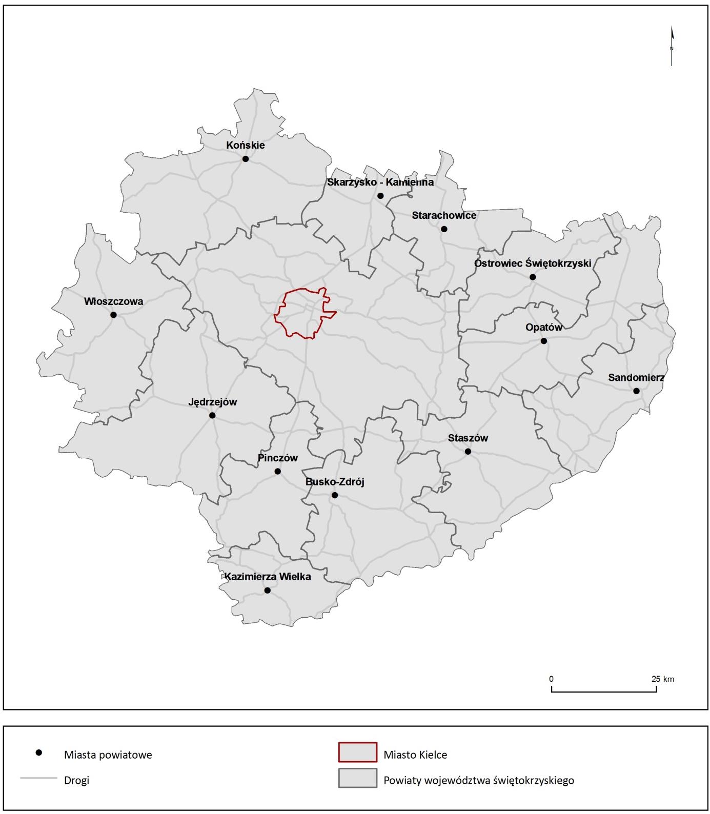 Rozdział: POŁOŻENIE POŁOŻENIE Kielce są miastem o powierzchni 109,45 km 2 położonym w środkowej części województwa świętokrzyskiego,