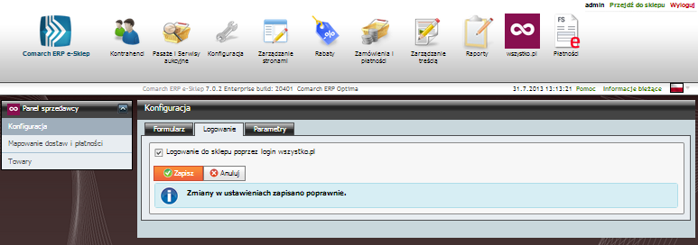 Po prawidłowej weryfikacji klienta w bazie (zgodność ID klienta z numerem PIN): Sklep zostaje automatycznie przyłączony do wszystko.pl. W serwisie wyświetli się wizytówka sprzedawcy.