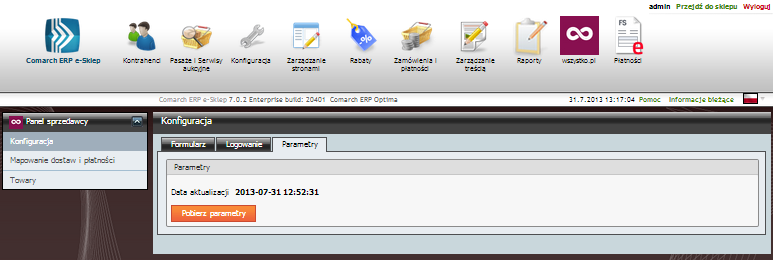 Rys. 5. Panel Administracyjny > wszystko.pl > Panel sprzedawcy > Konfiguracja > Parametry 2.2 Mapowanie dostaw i płatności W Panelu Administracyjnym > wszystko.